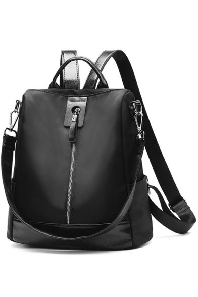Cool Solid Color Anti-theft Zipper Front Oxford Cloth Shoulder Bag Backpack 29*15*31 CM