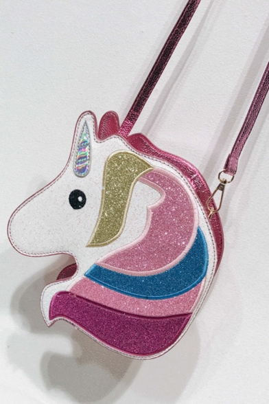Cute Cartoon Unicorn Shape Long Strap Sequin Wallet Crossbody Bag 22*6*25 CM