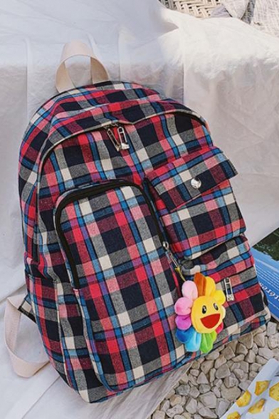 Designer Plaid Pattern Large Capacity Flap Pocket School Bag Backpack 31*13*40 CM