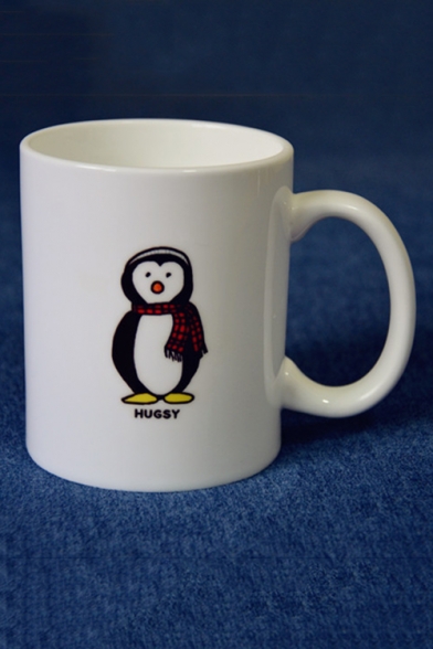 Lovely Cartoon Character Printed White Ceramic Mug Cup