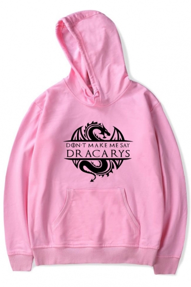 New Fashion Dragon Letter DRACARYS Print Long Sleeve Casual Loose Pullover Hoodie