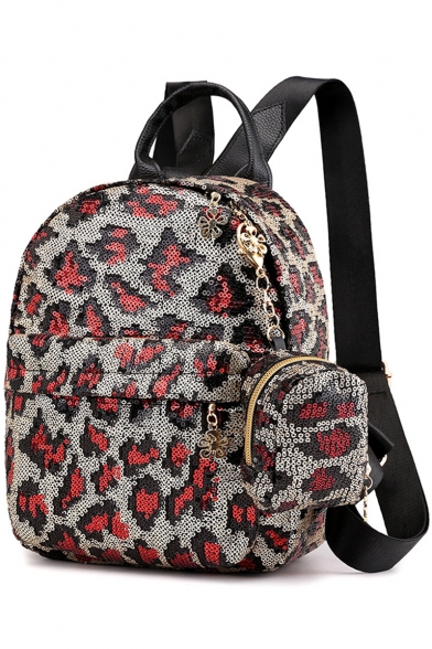 New Fashion Leopard Pattern Sequined Leisure Backpack 25*11*25 CM