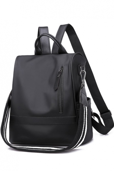Simple Plain Letter Strap Zipper Fronted Anti-theft Waterproof Shoulder Bag Backpack 30*17*30 CM
