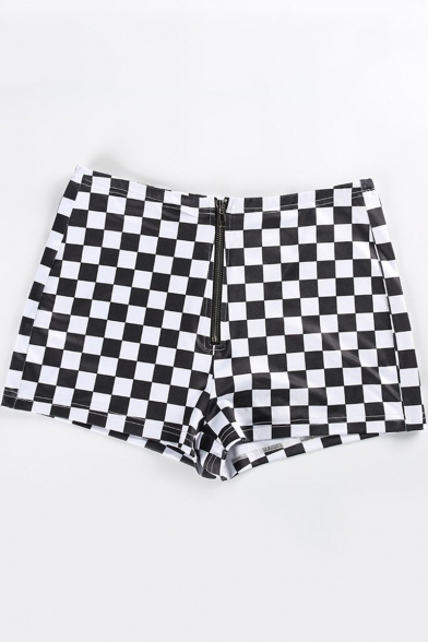 black and white checked shorts