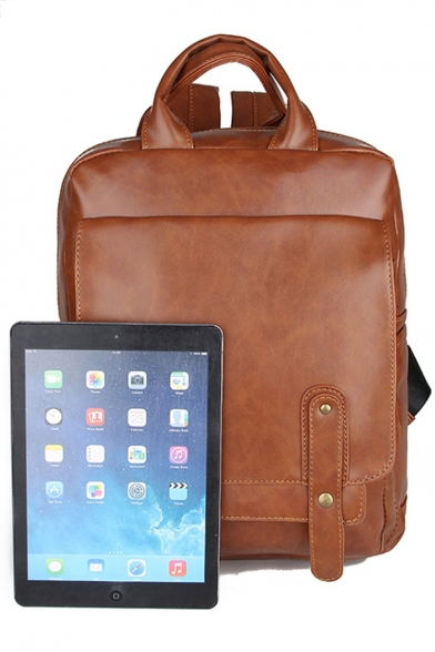 Fashion Retro Plain PU Leather Briefcase Backpack 28*11*37 CM
