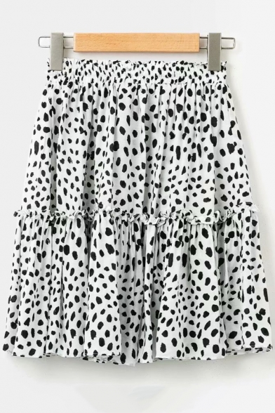 Girls Trendy Camo Printed Elastic Waist Ruffled Hem Mini A-Line Skirt
