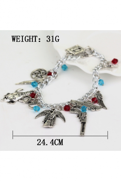 Hot Fashion Silver Combination Womens Charm Bracelet 24.4cm