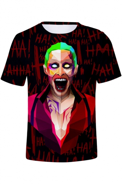 New Popular Joker Clown Figure Printed Short Sleeve Red T-Shir