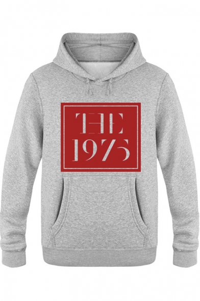 New Trendy Square Letter THE 1975 Printed Long Sleeve Casual Hoodie