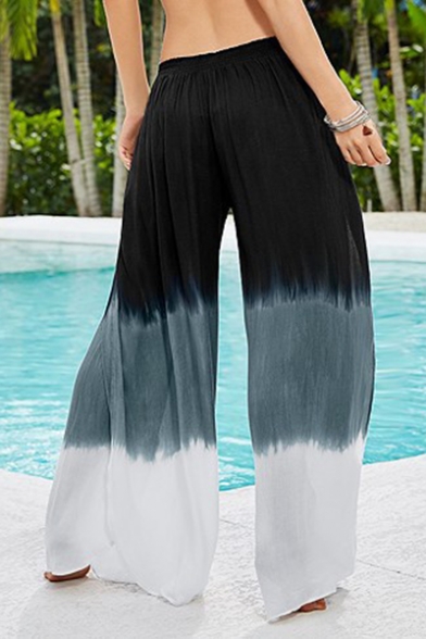 Summer Holiday Beach Fashion Ombre Color Split Side Wide-Leg Culotte Pants Palazzo Pants