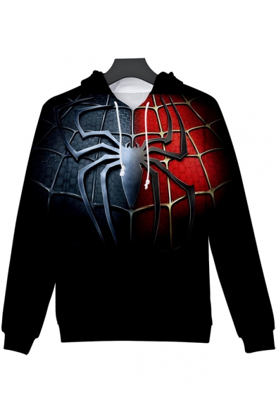 Trendy Blue and Red Spider Far From Home 3D Printing Long Sleeve Pullover Hoodie