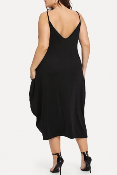 plus size black slip dress