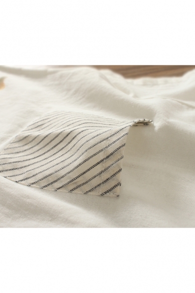 Women's Vintage Round Neck Short Sleeve Cartoon Print Stripes T-Shirt