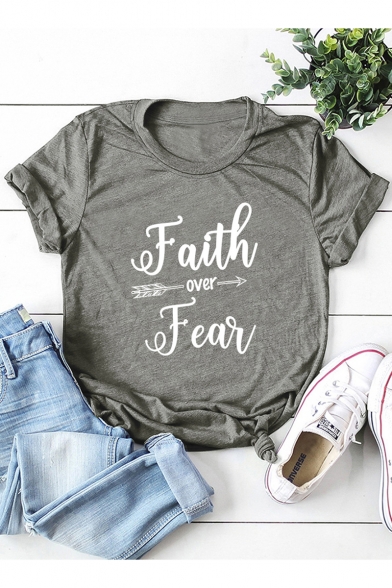 Faith Over Fear Popular Street Letter Printed Short Sleeve T-Shirt
