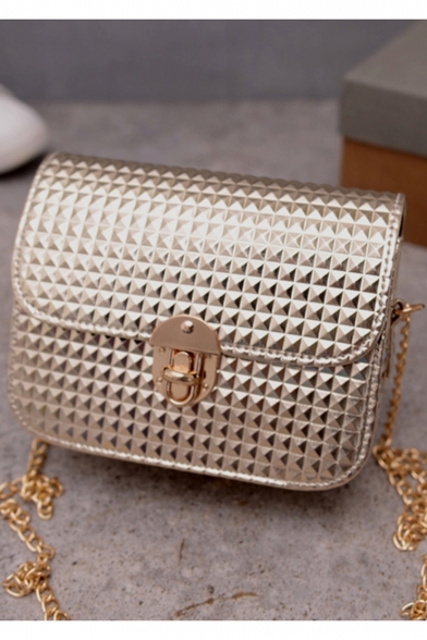 Fashion Solid Color Hasp Square Crossbody Bag with Chain Strap 18*7*15 CM