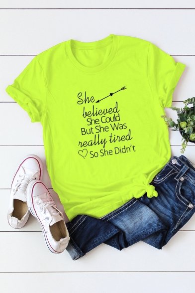 Funny Arrow Letter She Believed She Could Cotton Loose Graphic Tee