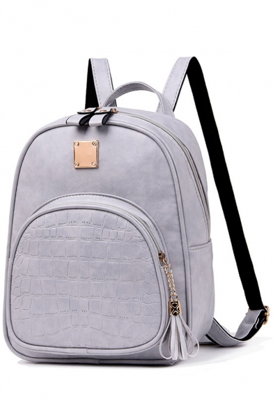 New Fashion Crocodile Pattern Soft Leather Backpack School Bag 23*10*29 CM