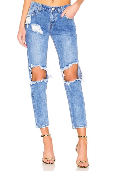 womens jeans with holes in knees