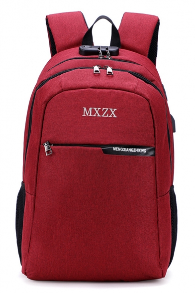Professional Letter Pattern Laptop Bag with USB Charger Casual Travel Backpack 30*18*47 CM