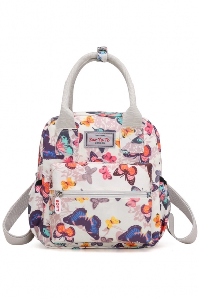 Women's Fashion Floral Printed Zipper Satchel Backpack 24*9*26 CM