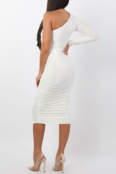 white one long sleeve dress