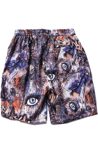 Cool Unique Eyes Printed Breathable Quick-Dry Beach Swim Trunks