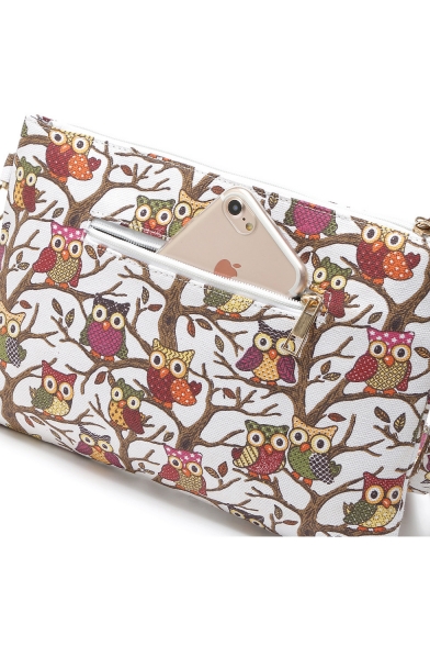 Cute Cartoon Owl Pattern Tassel Embellishment Crossbody Purse 28*2*21 CM