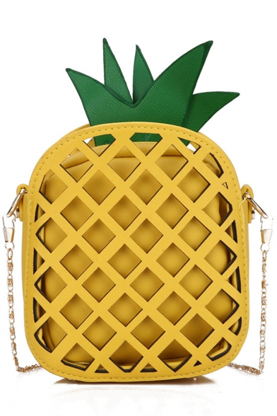 Cute Creative Pineapple Shape Color Block Crossbody Sling Bag 14*7*16 CM