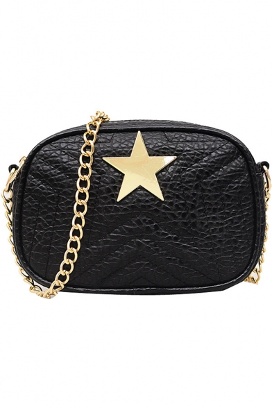 Fashion Star Decoration PU Leather Quilted Crossbody Bag Handbag 21*6*15 CM