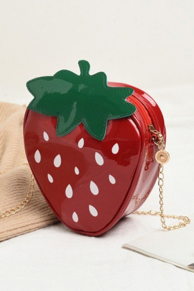 Lovely Red Strawberry Pattern Mini Crossbody Purse for Girls 16*6*18 CM