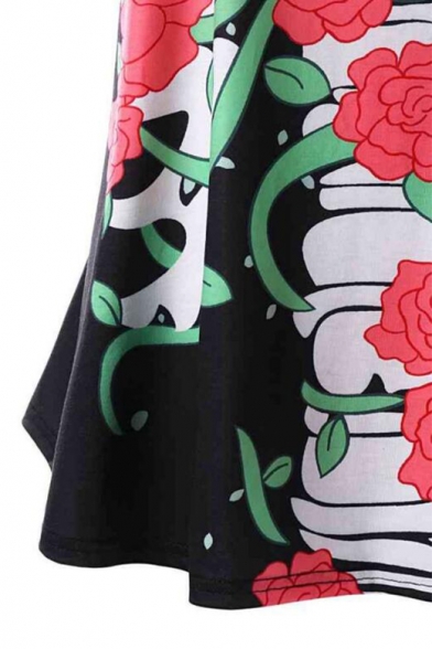 Summer Trendy Floral Printed Black Cami Top for Women
