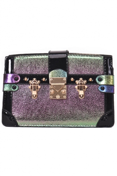 Trendy Solid Color Rivet Embellishment Casual Crossbody Bag Handbag 20*8*13 CM