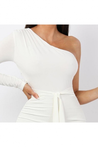 long sleeve white midi bodycon dress