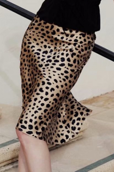 Hot Fashion Leopard Printed Women's Midi A-Line Skirt