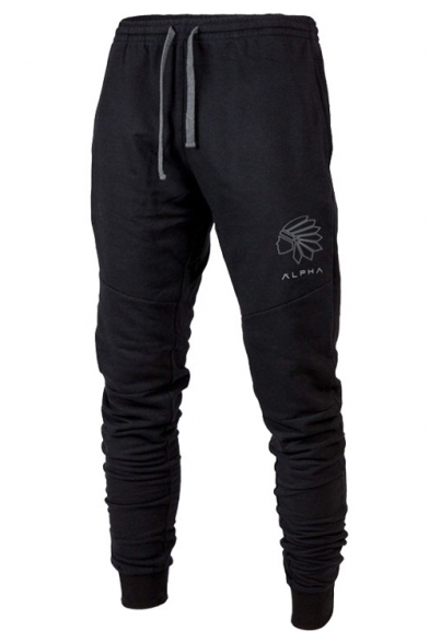 Hot Fashion Logo Printed Drawstring Waist Slim Fitted Sport Joggers SweatPants Pencil Pants for Men