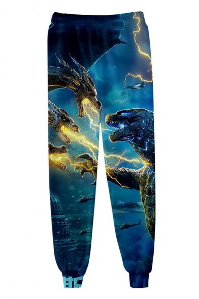 King of the Monsters 3D Printed Drawstring Waist Blue Sport Loose Sweatpants