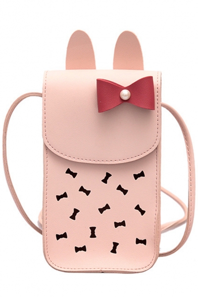 Lovely Plain Hollow Out Bow Embellishment Smartphone Crossbody Bag for Girls 11*5*20 CM