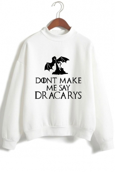 New Fashion Dragon Dracarys Printed Basic Long Sleeve Pullover Casual Sweatshirt