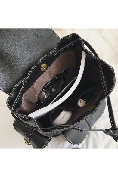 Popular Solid Color Drawstring Backpack with Side Pockets 21*11*34 CM