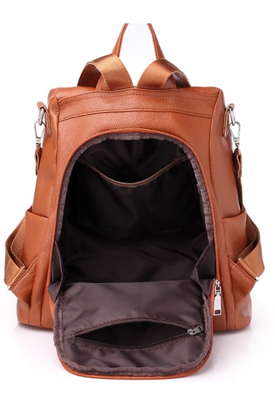 Simple Fashion Plaid Design PU Leather Shoulder Bag Backpack 33*15*33 CM