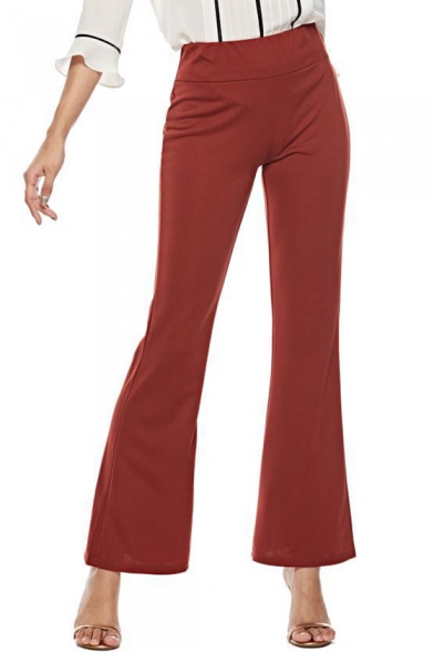 Women's Trendy Simple Plain Slim Fit Flared Pants for Office
