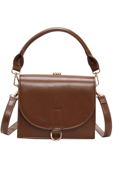 Chic Solid Color PU Leather Crossover Handbag 20*6*16 CM