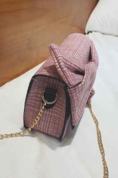 Designer Plaid Pattern Bow-knot Embellishment Crossbody Shoulder Bag 21*7*15 CM