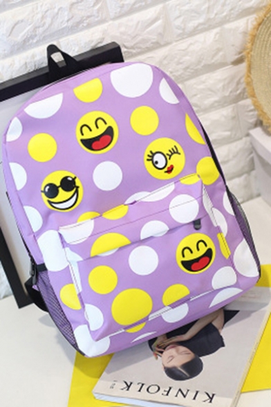 Hot Fashion Lovely Cartoon Emoji Polka Dot Printed School Backpack 30*12*41 CM