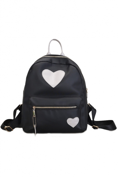 Ladies Elegant Heart Pattern Nylon Shopping Bag Casual Backpack 27*9*31 CM
