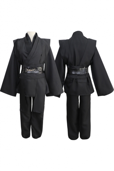 New Stylish Cosplay Costume Simple Plain Black Hooded Cape Cloak Coat