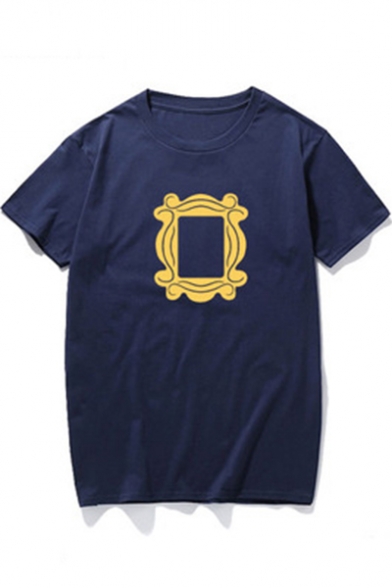 Simple Fashion Pattern Short Sleeve Round Neck Basic Casual T-Shirt