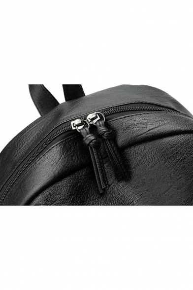 Trendy Plain Bear Decoration Anti-theft PU Leather Backpack 26*11*33 CM