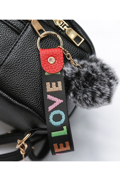 Women's Elegant Letter LOVE Embroidery Soft Leather Shoulder Bag Satchel Backpack Handbag 19*11*22 CM
