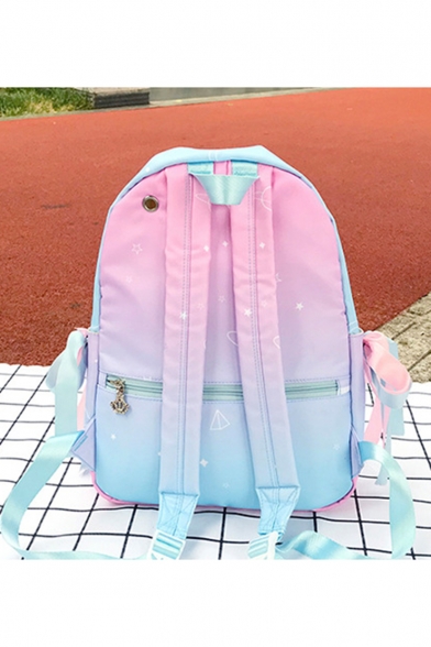 Cute Crown Embroidery Ombre Printed Bow Tie Detail School Bag Backpack 28*11*39 CM